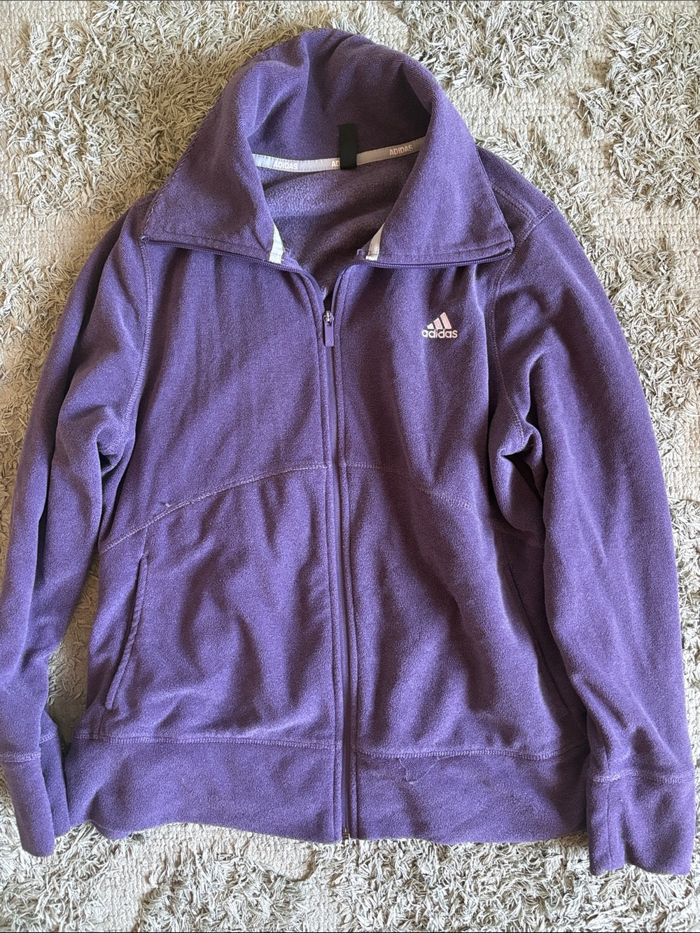 adidas Women's Purple Full-Zip Bomber Fleece Jacket